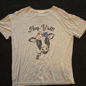 Maurices Gray Tee with Cow Graphic